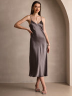Vestido Largo de Seda Pura con Tirantes Finos