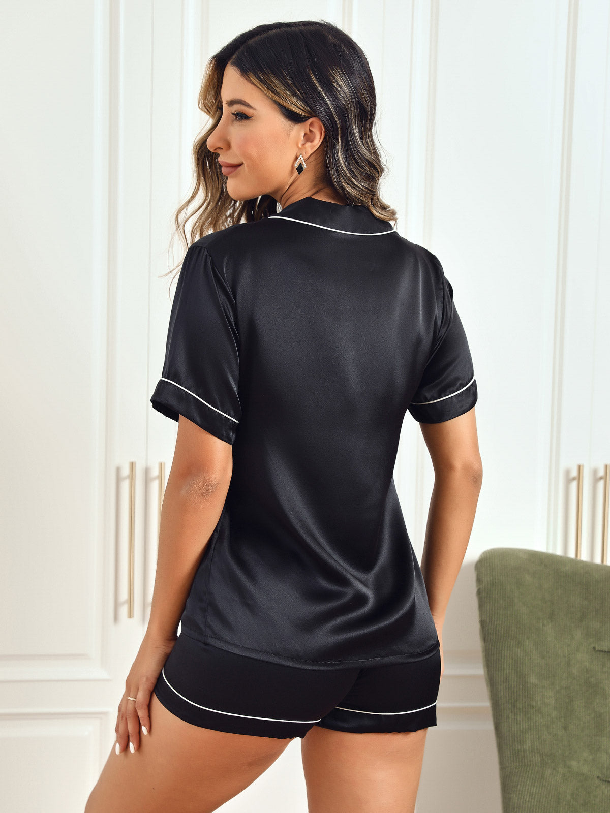 Conjunto de Pijama Corto de Seda Pura
