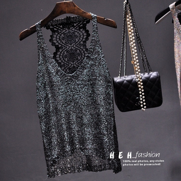 Top de punto con lentejuelas