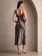 Vestido Largo de Seda Pura con Tirantes Finos