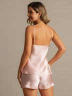 Conjunto Camisola Minimalista Escote En V Tirantes Finos De Seda Pura