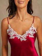 Vestido largo de seda pura con encaje 19Momme