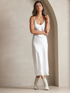Vestido Largo de Seda Pura con Tirantes Finos