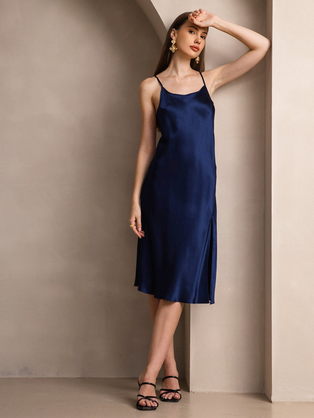 Vestido Largo de Seda Pura Sexy con Espalda Cruzada
