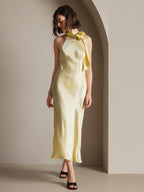 19Momme Seda Cuello Atado Vestido
