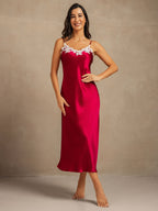 Vestido largo de seda pura con encaje 19Momme