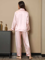 Pijama de Mujer de Seda Pura con Manga Larga y Cuello de Solapas