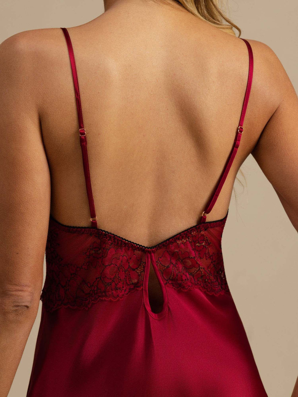 100% Seda de Morera Camisón Con Encaje Escote en V Chemise Sexy