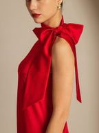 19Momme Seda Cuello Atado Vestido