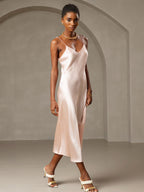 Vestido Largo de Seda Pura con Tirantes Finos