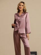 Pijama De Manga Larga De Seda 100% De Morera Para Mujer