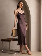 Vestido Largo de Seda Pura con Tirantes Finos