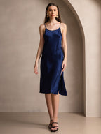 Vestido Largo de Seda Pura Sexy con Espalda Cruzada