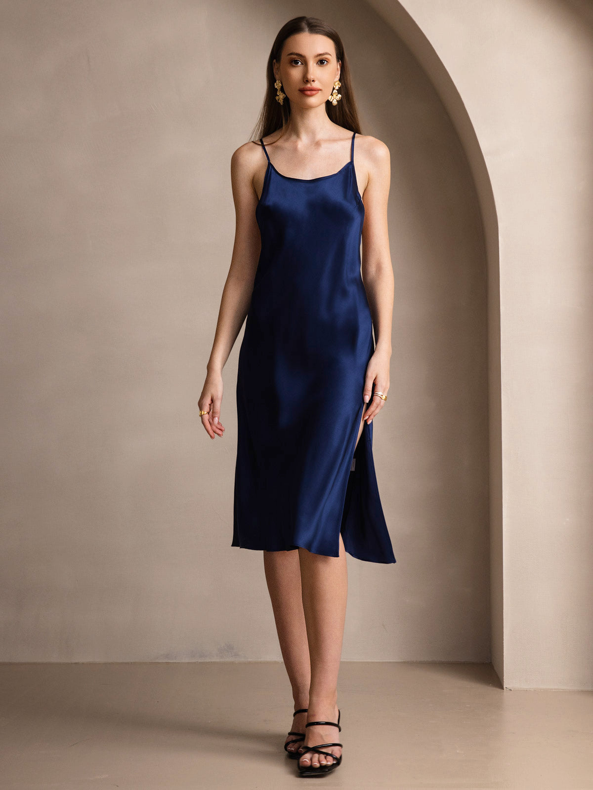 Vestido Largo de Seda Pura Sexy con Espalda Cruzada