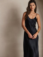 Vestido Largo de Seda Pura con Tirantes Finos