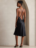 Vestido Largo de Seda Pura Sexy con Espalda Cruzada