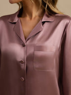 Pijama De Manga Larga De Seda 100% De Morera Para Mujer