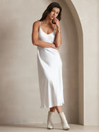 Vestido Largo de Seda Pura con Tirantes Finos
