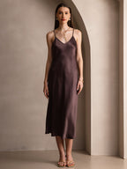 Vestido Largo de Seda Pura con Tirantes Finos