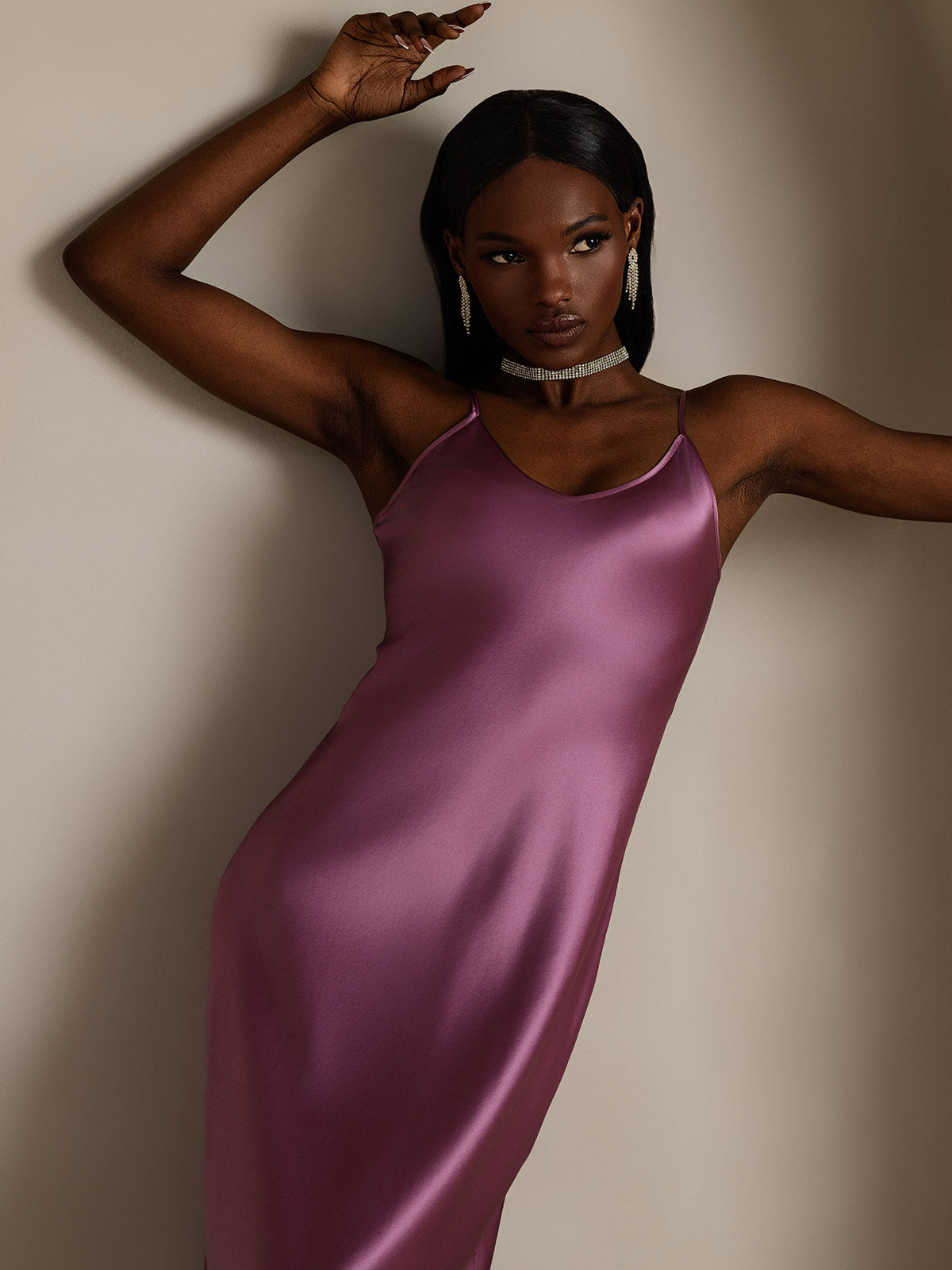Vestido Largo de Seda Pura con Tirantes Finos