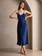Vestido Largo de Seda Pura con Tirantes Finos