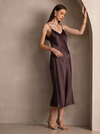 Vestido Largo de Seda Pura con Tirantes Finos