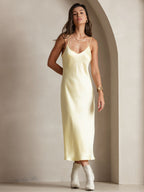 Vestido Largo de Seda Pura con Tirantes Finos