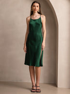 Vestido Largo de Seda Pura Sexy con Espalda Cruzada