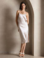 Vestido Largo de Seda Pura Sexy con Espalda Cruzada