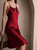 Vestido Largo de Seda Pura Sexy con Espalda Cruzada