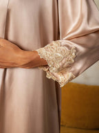 Elegante Conjunto De Camisón Y Bata De Pura Seda 2 Piezas