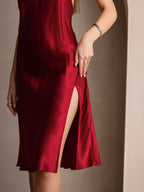 Vestido Largo de Seda Pura Sexy con Espalda Cruzada