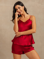 Conjunto Camisola Minimalista Escote En V Tirantes Finos De Seda Pura