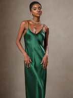 Vestido Largo de Seda Pura con Tirantes Finos