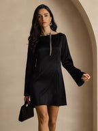 19Momme Vestido Elegante de Seda de Manga Larga