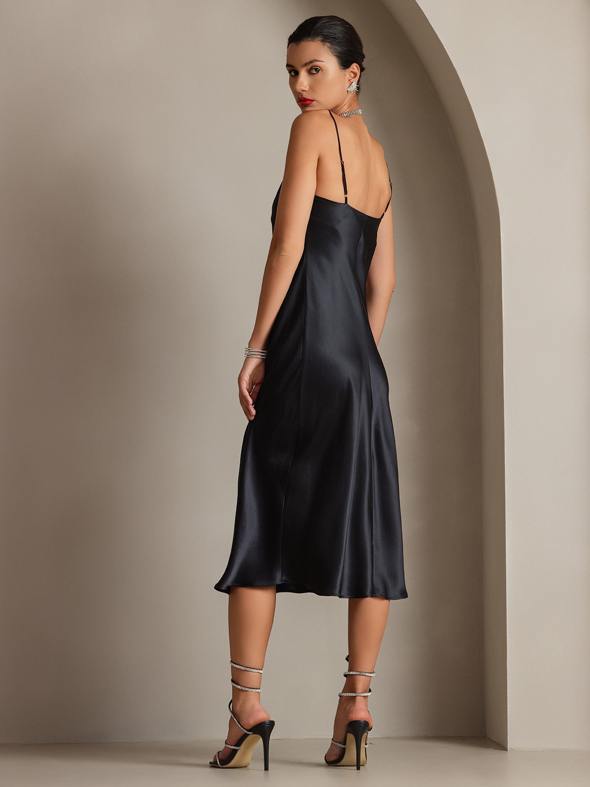 Vestidos Maxi Largos de Seda Pura con Tirantes