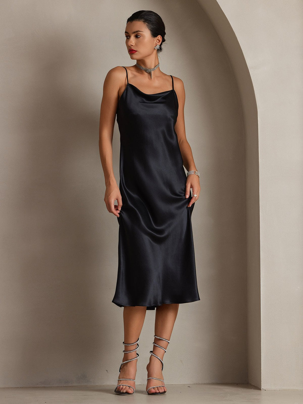 Vestidos Maxi Largos de Seda Pura con Tirantes
