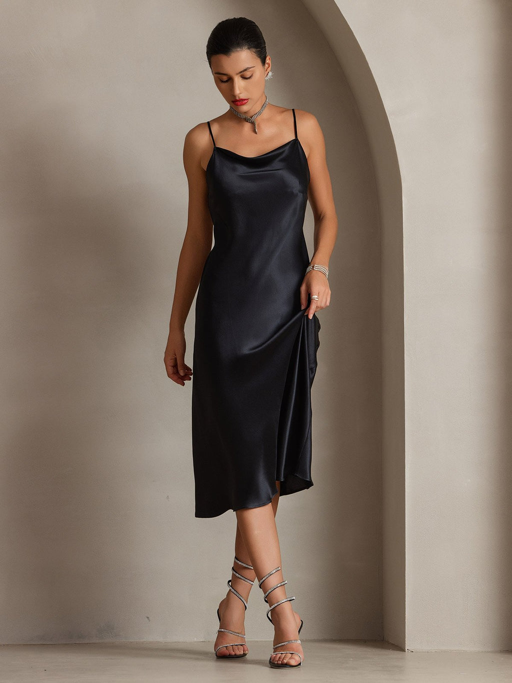Vestidos Maxi Largos de Seda Pura con Tirantes