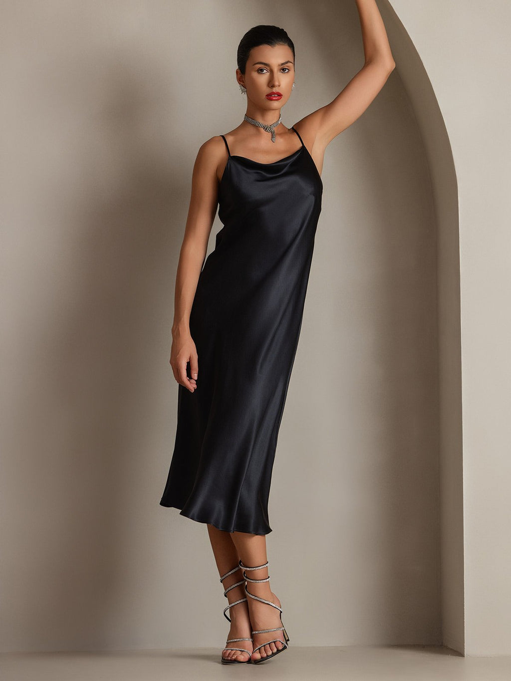 Vestidos Maxi Largos de Seda Pura con Tirantes