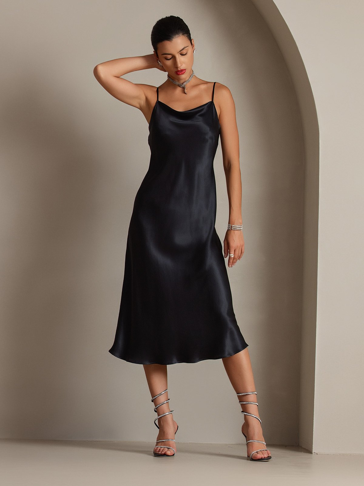 Vestidos Maxi Largos de Seda Pura con Tirantes