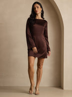19Momme Vestido Elegante de Seda de Manga Larga