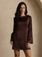 19Momme Vestido Elegante de Seda de Manga Larga