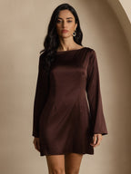 19Momme Vestido Elegante de Seda de Manga Larga