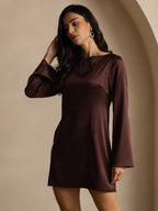 19Momme Vestido Elegante de Seda de Manga Larga