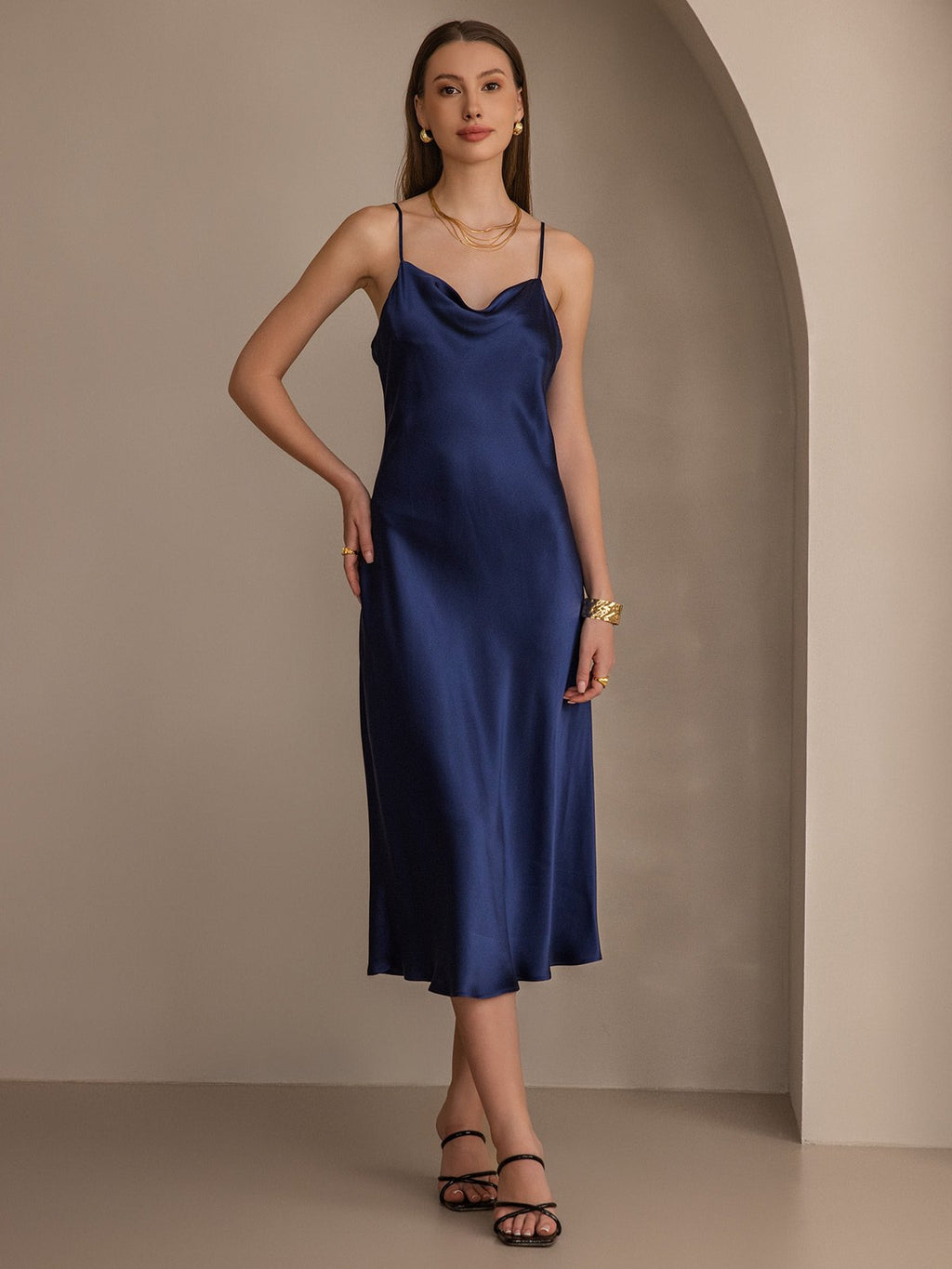 Vestidos Maxi Largos de Seda Pura con Tirantes