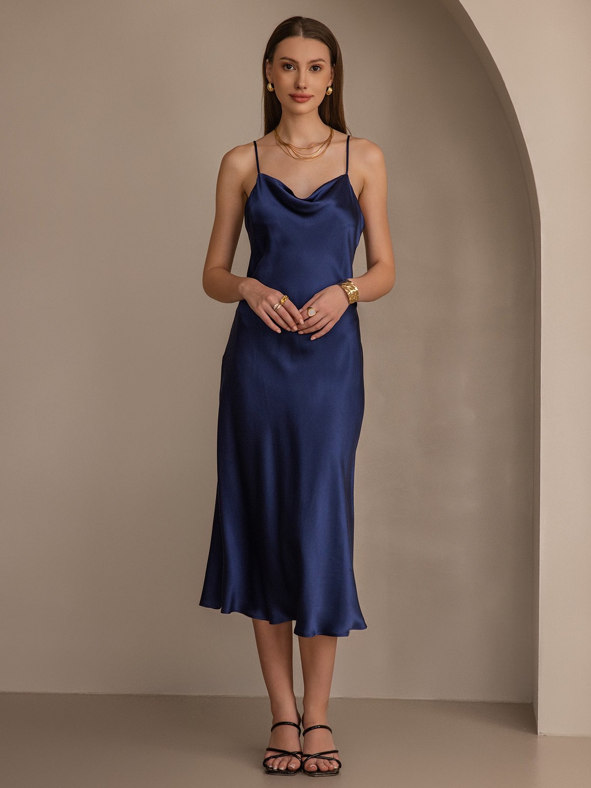 Vestidos Maxi Largos de Seda Pura con Tirantes