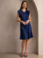 Pura Seda Elegante Cap Sleeve Vestido