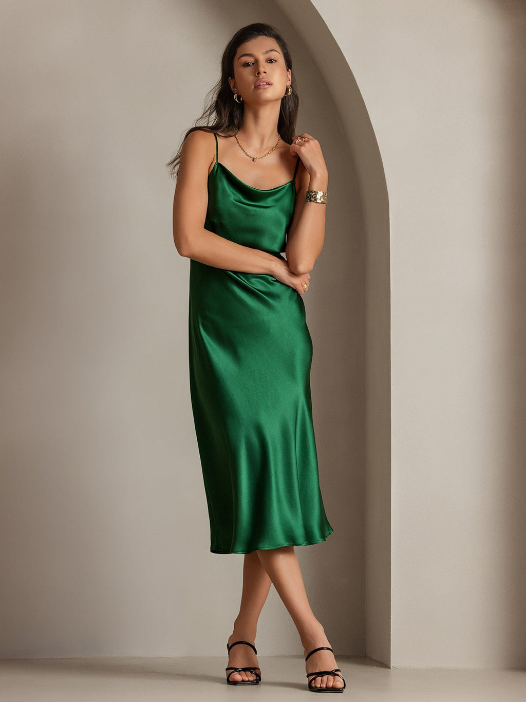 Vestidos Maxi Largos de Seda Pura con Tirantes