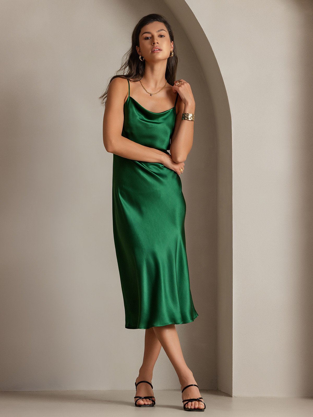 Vestidos Maxi Largos de Seda Pura con Tirantes