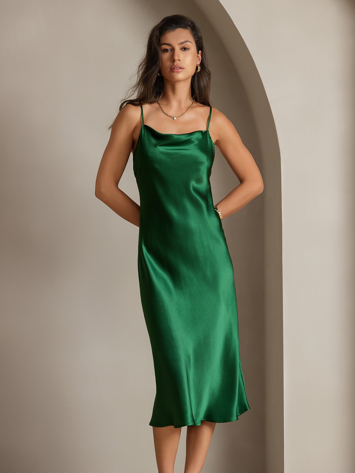 Vestidos Maxi Largos de Seda Pura con Tirantes